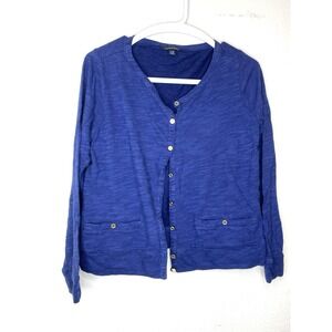 Lands End Cardigan Button Up Sweater Feminine Plus Blue Women's Size Large 14-16